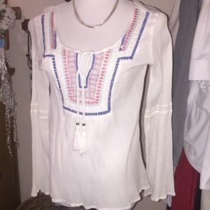 Long sleeve gauze top